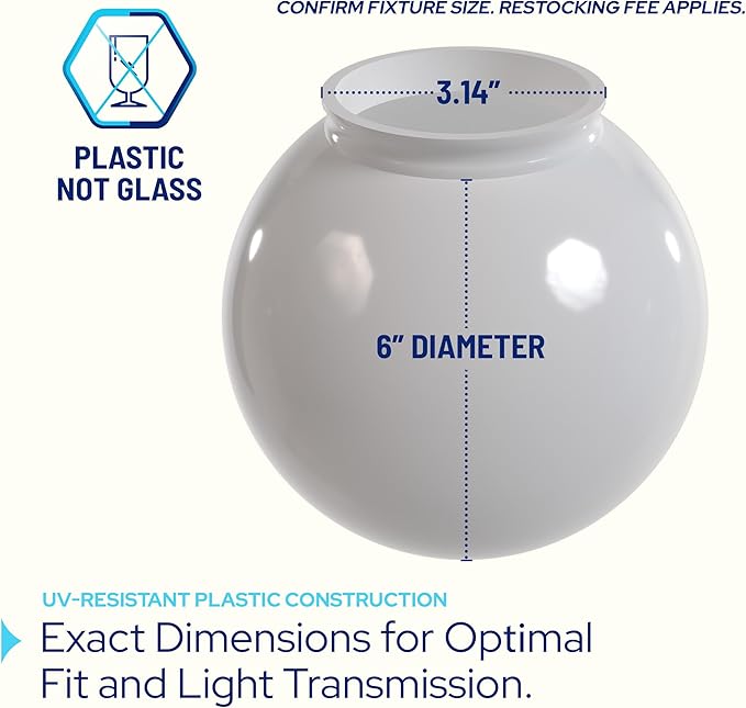 KASTLITE 6" Smoke Acrylic Lamp Post Globe | Smooth Textured