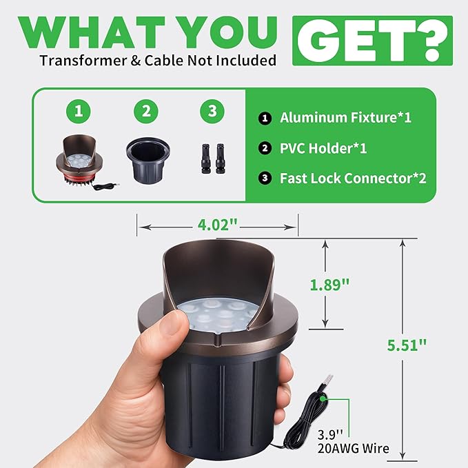 Ground Well Lights, Landscape LED Low Voltage Inground Lights, Outdoor