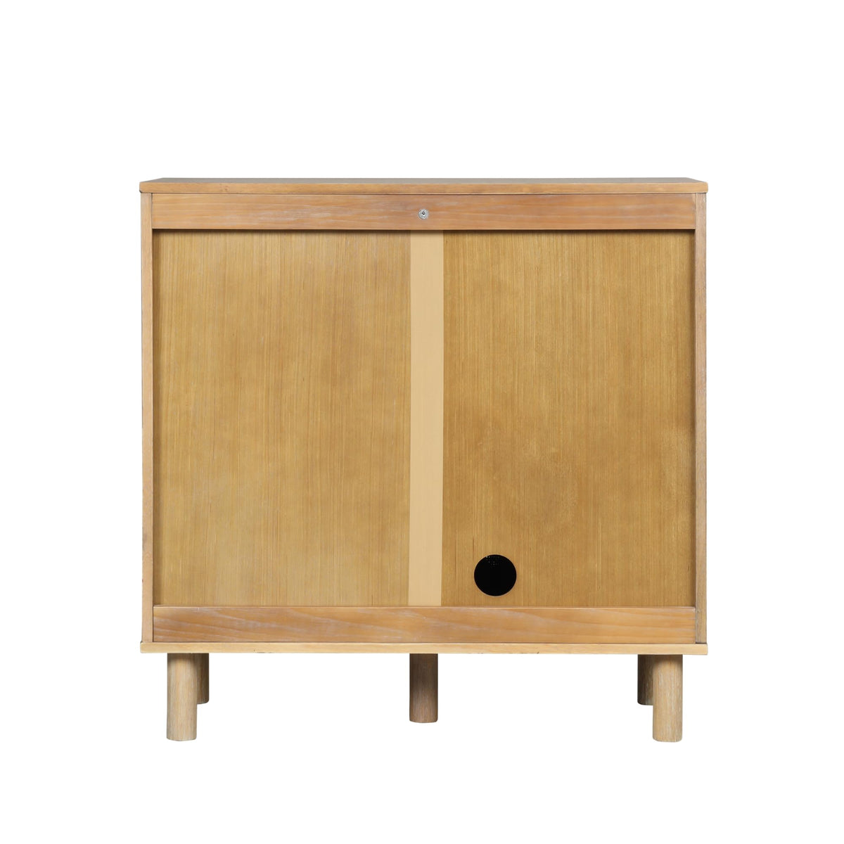 Beacon Accent Natural Sideboard Storage Cabinet in Light Wood with Adjustable Interior Shelf and Seagrass Doors