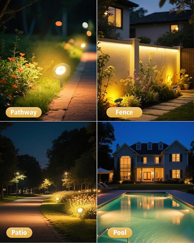 CORESLUX Solar Spot Lights Outdoor Waterproof IP68, 3-in-1 LED Warm Light Solar