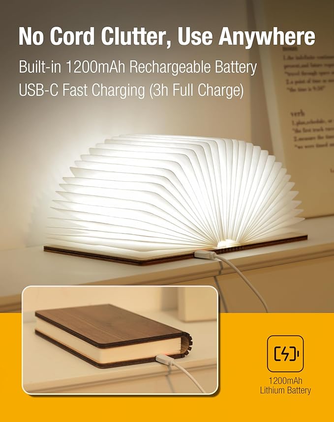 5.7 Inch Wooden Book Lamp
