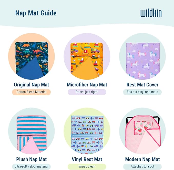 Wildkin Kids Microfiber Nap Mat – Soft Sleep Mat with Pillow, Ideal for School & Travel - Darling Dinosaurs