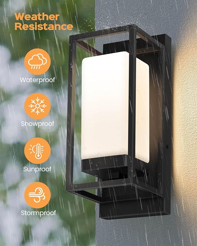 SHIMR Modern Outdoor Wall Light, E26 Base, Waterproof Exterior Sconce