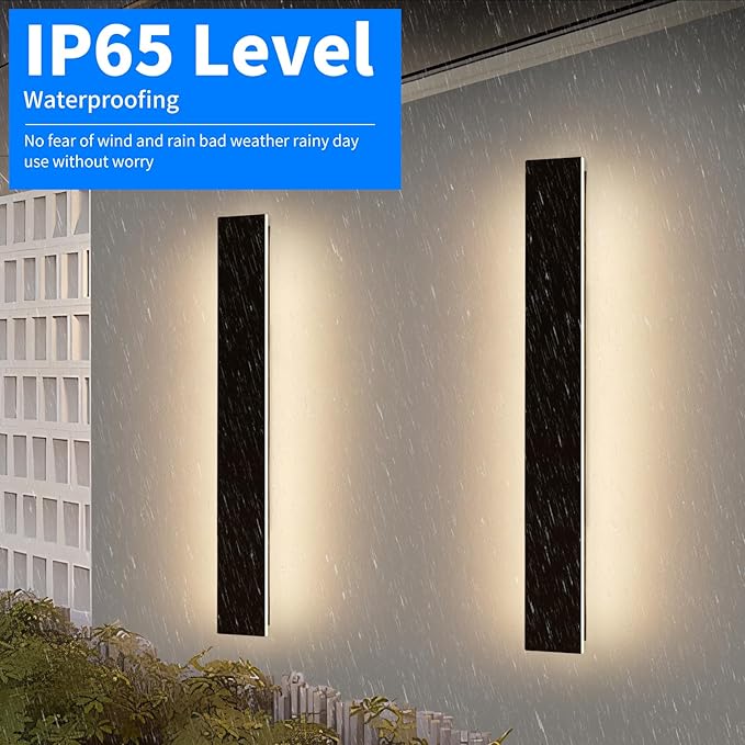 Mikeru Upgraded 2 Pack 47.2" Modern Outdoor Wall Sconce, 4.3" Wide IP65