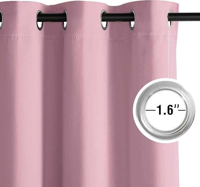 NICETOWN Rouge Pink Room Darkening Curtains for Bedroom 84 inches Long 2 Panels, Thermal Grommet Curtains for Living Room, Noise Reducing Privacy Window Treatment for Nursery, Laundry, W52