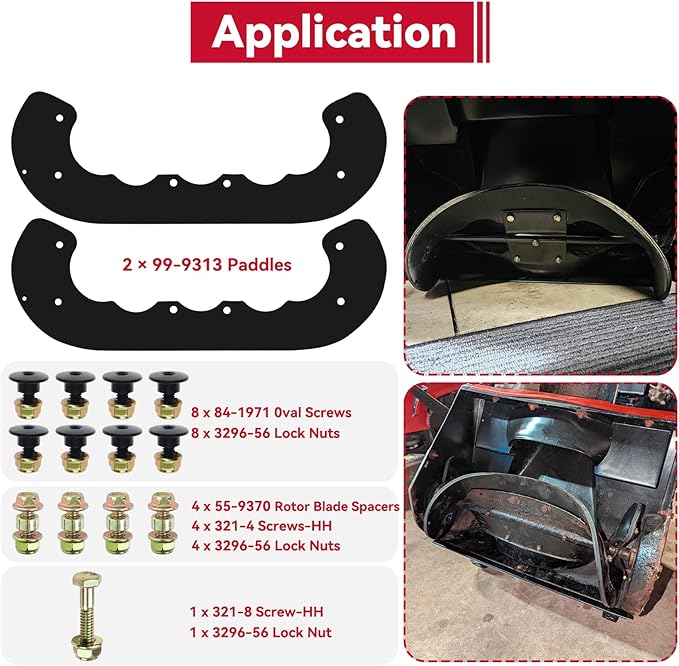 GELASKA 99-9313 Paddles with 133-5585 Scraper Replaces 125-1128, 55-9250, 55-9251, 88-0771, 108-4884, 139-3536, 161-0963 for Toro Power Clear 210, 221, 421, 621E, 621R, 721E 721R CCR6053 Snowthrowers