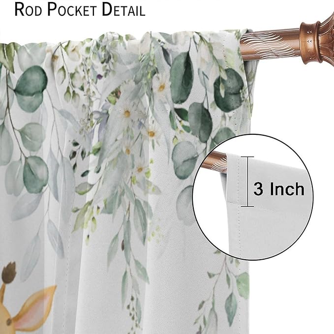 Kids Safari Animal Curtains Woodland Wildlife Jungle Animals Blackout Window Treatments for Boys Girls Bedroom Cute Cartoon Lion Nursery Children Drapes for Living Room W42xL54