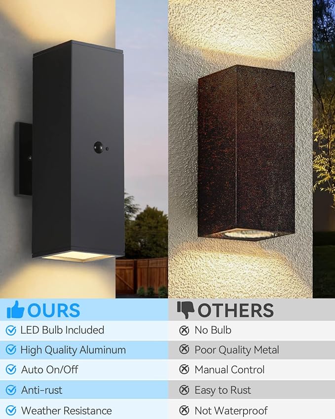 Motion Sensor Outdoor Lights, Modern Outdoor Wall Lights Black Exterior Light