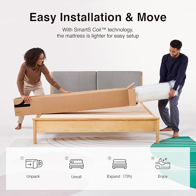 Novilla Queen Mattress, 14 Inch Queen Size Mattresses in a Box with Smarts™ Pocket Coil for Pressure Relief, Medium Firm Foam and Spring Hybrid Colchones with CertiPUR-US Certified