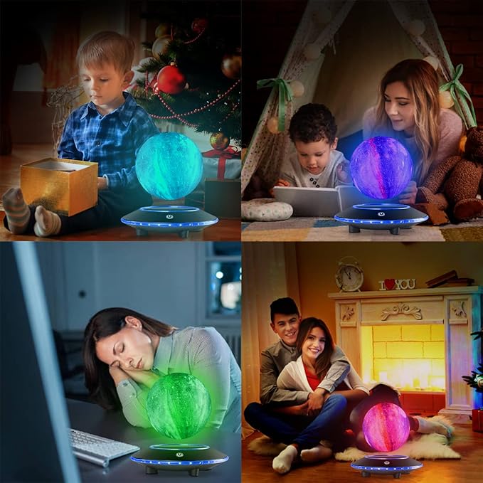 VGAzer Lunar Motion LED Levitating Moon Lamp, 3D Illusion Night Light with Remote Control, Dimmable 16 Colors Lights for Kids Adults (16 Colors Galaxy Moon)