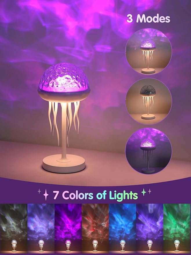 Fuloon Projection Lamp with Remote Control, Adjustable Jellyfish Shaped Table