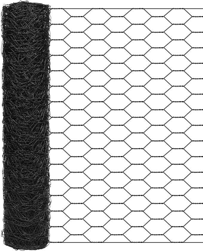 Garden Poultry Black Chicken Wire - 16.5 '' × 315 '' Chicken Wire for Crafts, Garden Fence Animal Barrier, 0.8 inch Mesh Poultry Netting Fence, Pet/Rabbit/Chicken Wire Fencing