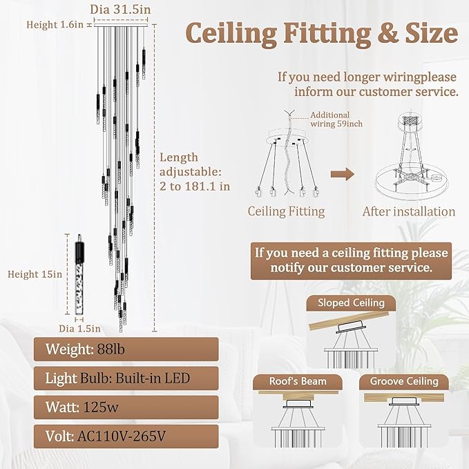 Flashing God 181'' Large Chandeliers