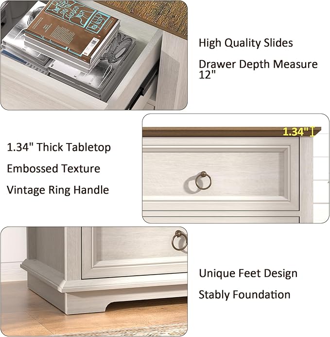 6 Drawers Dresser, Chest of Drawers for Bedroom, Dressers Organizer, Vintage Wood Drawer Chest for Living Room, Bedroom, Closet, Hallway, White