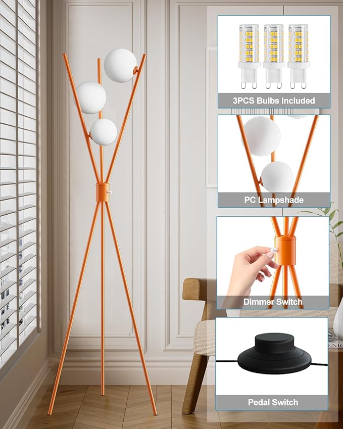 Lightdot Globe Standing Lamps Stepless Dimmable Tripod Floor Lamp