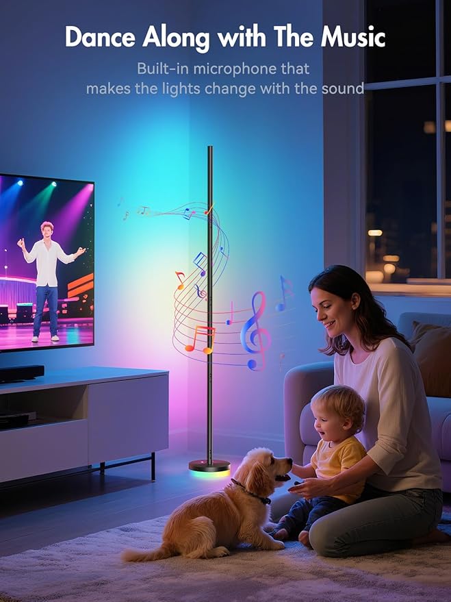 Corner Floor Lamp 2 Pack, RGBICW LED Corner Lamp