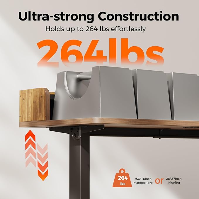 Agilestic L Shaped Standing Desk, Corner Desk with Monitor Shelf, Adjustable Height Gaming Table, Sit Stand Up Table, 63 x 55 Inch Home Office Computer Workstation, Splice Board, Dark Walnut