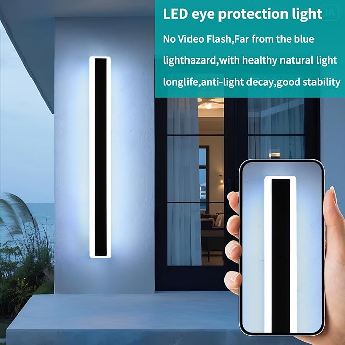 Mikeru 2Pack 57inch Long Led Wall Light, 6000k Cool White Modern Outdoor Wall