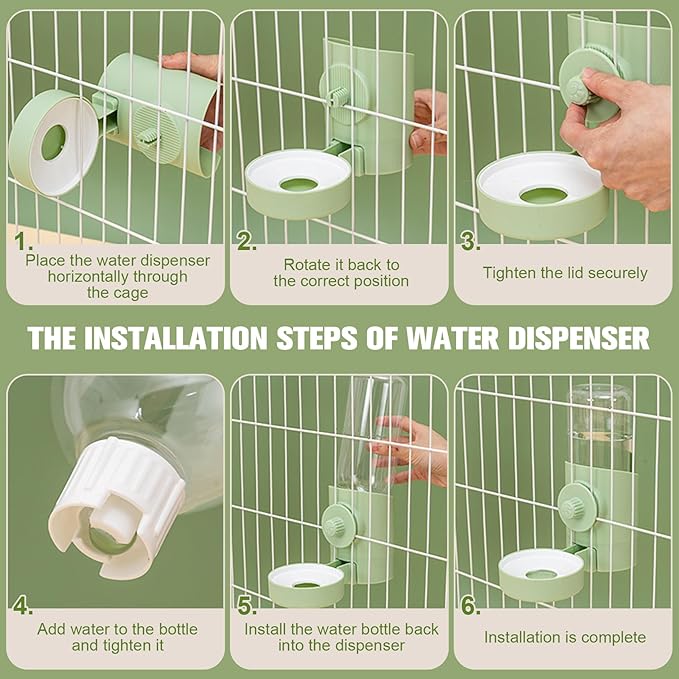 Hanging Automatic Food Feeder and Water Dispenser Bunny Gravity Feeding Station Waterer Set Self-Dispensing Feeder for Rabbit,Ferret,Guinea Pigs Chinchillas Hedgehog