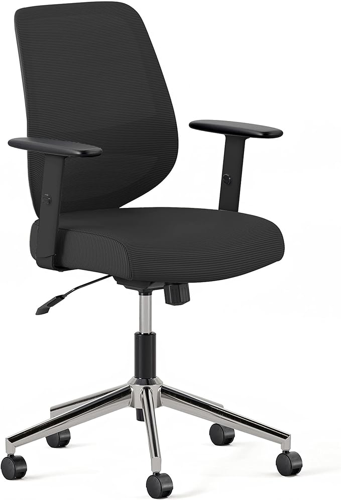 Branch Daily Chair - Computer Office Chair with Swivel, Lumbar Rest, and Adjustable Armrests - Sustainable, Stylish Mesh, & Adjustable Armrests - Comfortable Seating for Improved Posture - Black