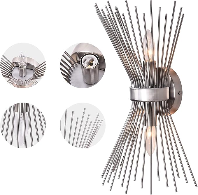 EDISLIVE 2-Bulb Vanity Light Mid-Century Modern Starburst Wall Sconce Lamp