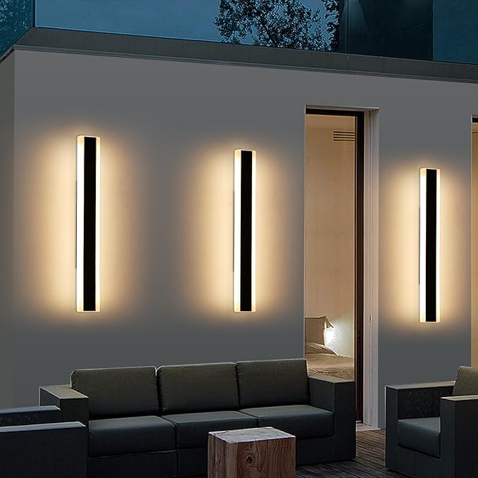 Mikeru 2pack 23.6inch Modern Outdoor Wall Light Fixtures, 3000K Exterior Lights