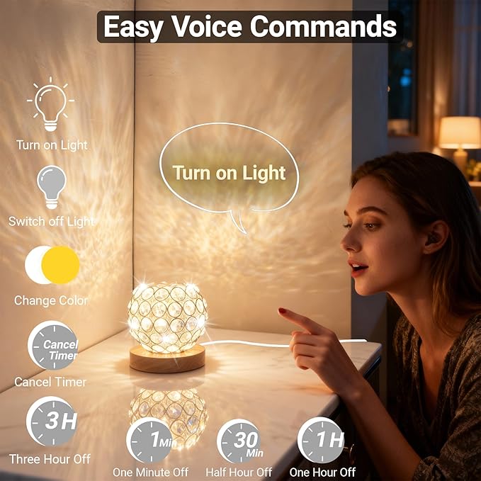 Crystal Mood Table Lamp, Small Decorative Sphere Light