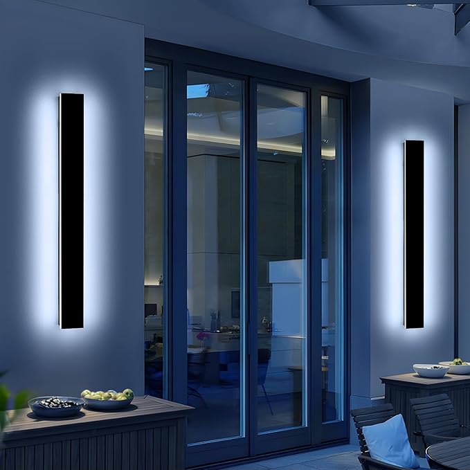 Mikeru 31.4" 2Pack Outdoor Wall Sconce 6000K Cool White