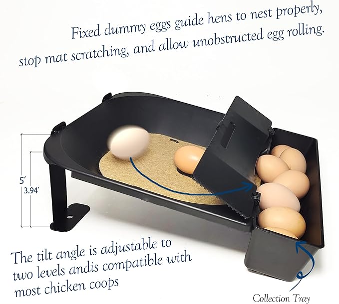 Roll Away Chicken Nesting Box,Lockable Fake Egg & Jute Pad – 2-Height Adjustable Slope – Fits Inside 14"+ Coops – Small to Medium Breeds(3PC)