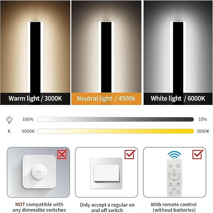 Mikeru 2Pack 57inch Outdoor Wall Light Fixtures, 10%-100% Dimmable Outdoor Wall