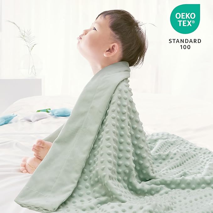 david's kids Micro Fleece Minky Baby Throw Blanket for Girls with Double Layer and Soothing Raised Dots, 50x60 Inches Breathable and Soft Lightweight Receiving Blanket for Newborns Sage Green