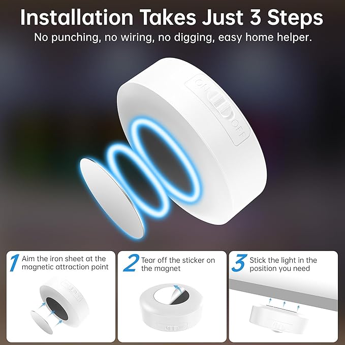 6 Pack Under Cabinet Lighting, Puck Lights