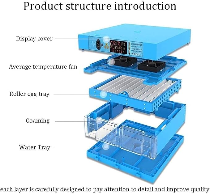 Egg Incubator Automatic Turning Digital Hatcher Machine Poultry Breeder with Temperature Control and LED Candler for Hatching Chickens Duck Quail Birds 320 Eggs