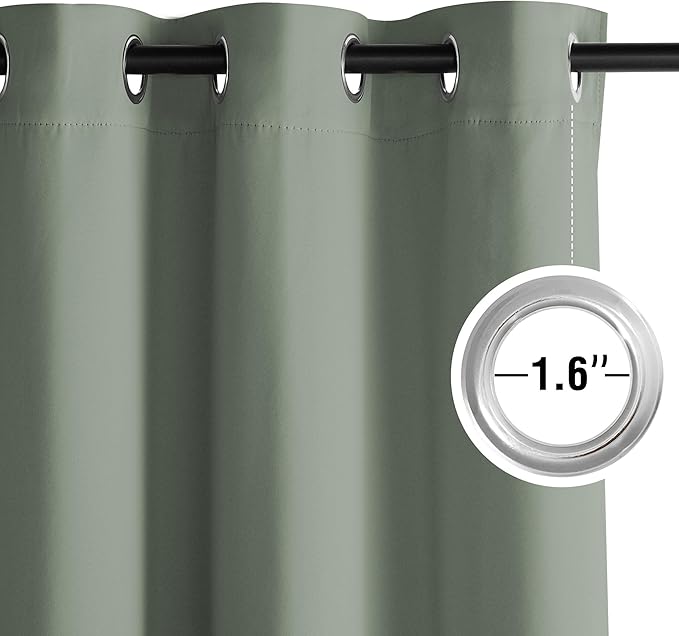 NICETOWN Sage Green Room Darkening Curtains 45 Inches Long 2 Panels for Living Room, Bedroom, Nursery Summer Thermal Insulated Blackout Drapes Grommet Noise Reducing Window Treatment, W40