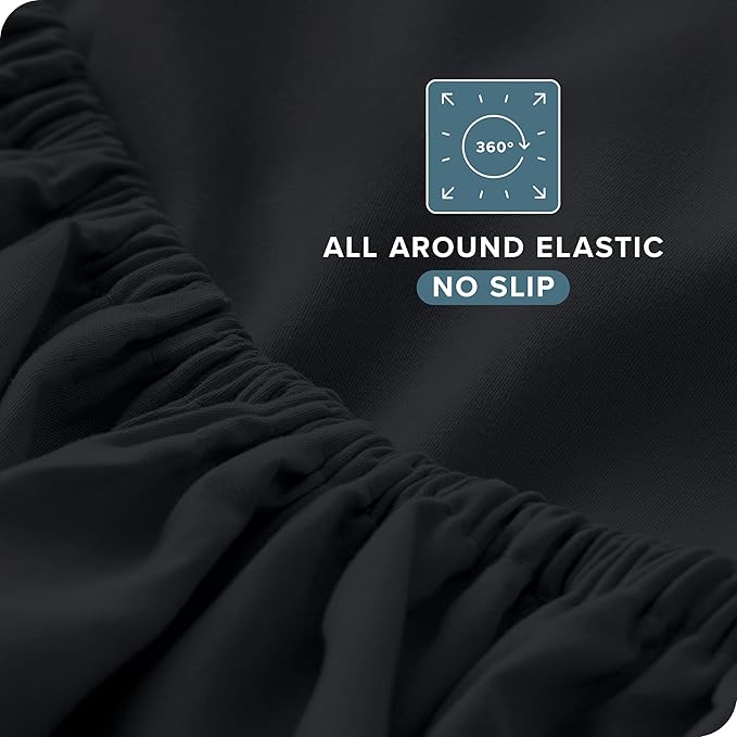 Bare Home Split King Sheet Set - 1800 Ultra-Soft Microfiber Bed Sheets - Double Brushed - Deep Pockets - Easy Fit - 5 Piece Set - Bed Sheets & Pillowcases (Split King, Black)
