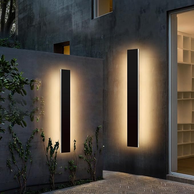 Mikeru Upgraded 2 Pack 39.3" Modern Outdoor Wall Sconce, 4.3" Wide IP65