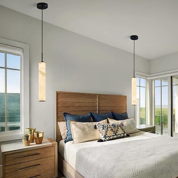 LMQNINE Natural Alabaster Pendant Lights