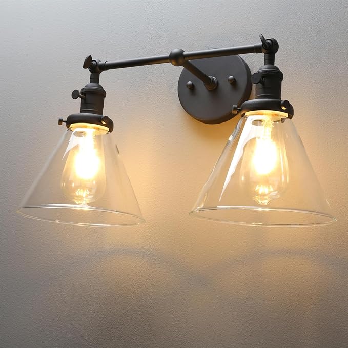 PERMO Double Sconce Vintage Industrial 2-Lights Sconce Antique Wall Sconces