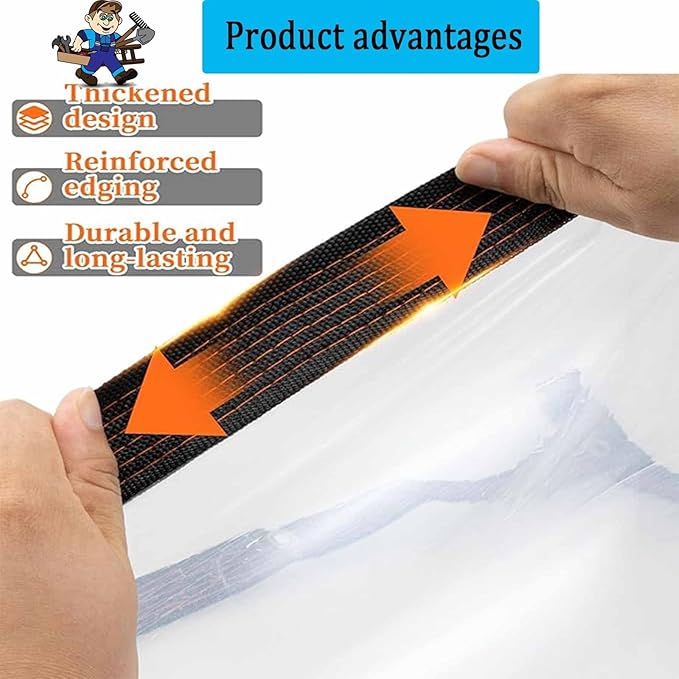 9x31 FT Clear Tarp - Heavy Duty Waterproof Plastic Tarps with Grommets, Outdoor Garden Rainproof Covering, Transparent Tarpaulin for Patio Enclosure Roofs Greenhouse Plant Chicken Coop Cover