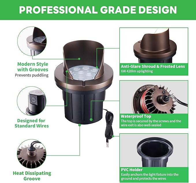 Low Voltage Well Lights LED, 12V in-Grade Landscape Lights, Outdoor IP67