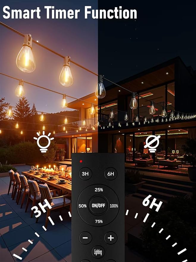 luckystyle 100FT LED Outdoor String Lights
