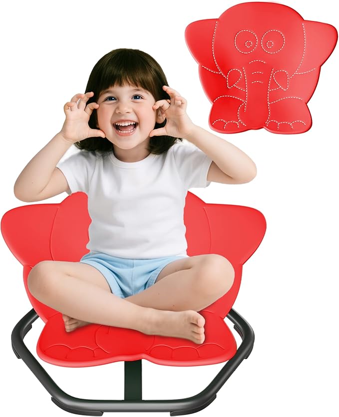 21" L × 19" W Spinning Chair for Autistic Kids, Sensory Toys for Kids with Autism, Sit and Spin, Toddlers & ADHD Children, Sensory Products Swivel Chair, Dark Red