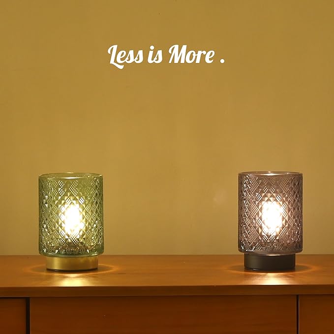 Battery Operated Lamp with Timer, Decorative Small Table Lamp, Glass Cordless