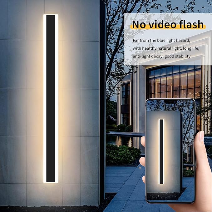 Mikeru Modern Long LED Wall Light, 3000k-6000k Dimmable Outdoor Wall Sconce