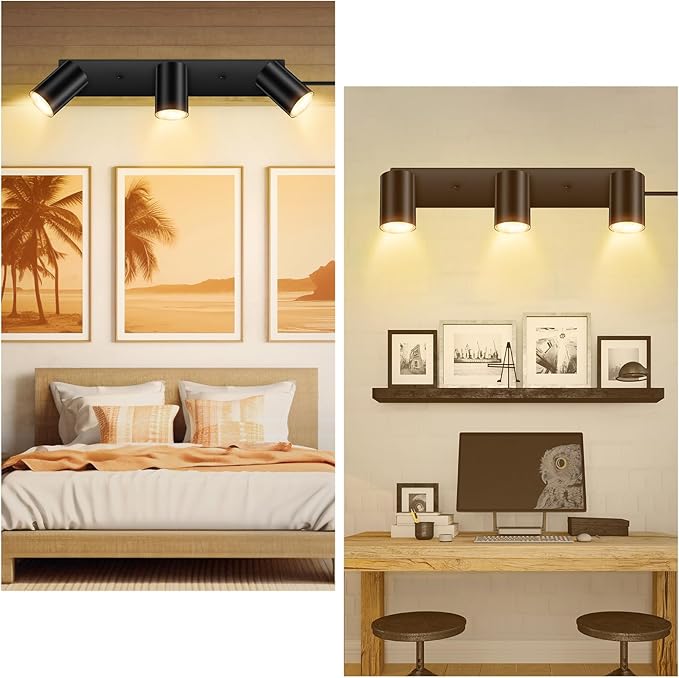 3 Light Track Lighting Kit, Industrial LED Wall Light