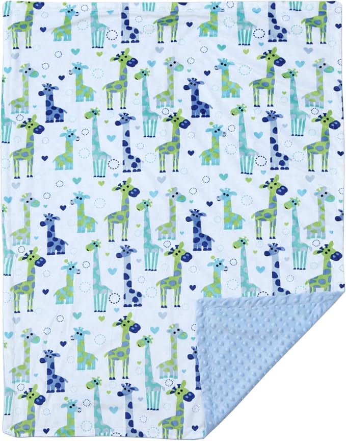 CREVENT Minky Baby Blanket for Boys, Soft Plush Receiving for Newborns - Giraffe 30x40 Inches