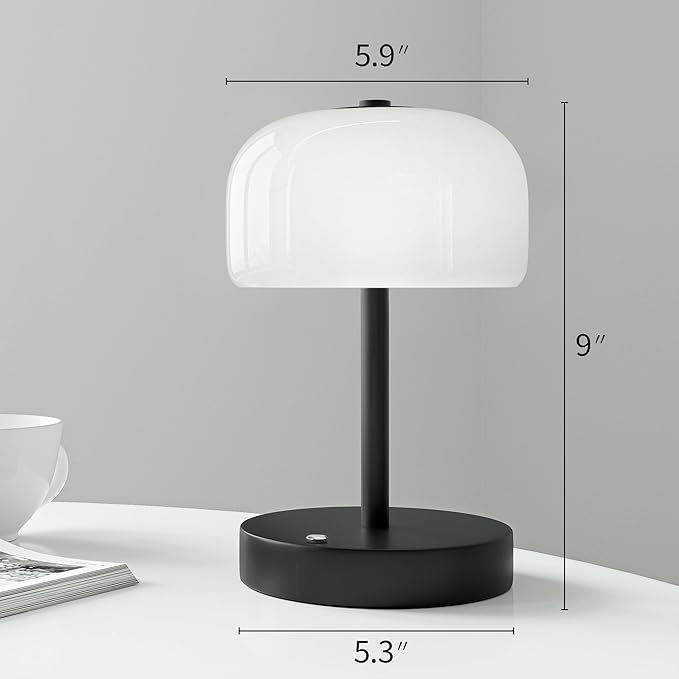 Oneach 9" Small Portable Cordless Table Lamp, 3-Way Dimmable Touch Rechargeable
