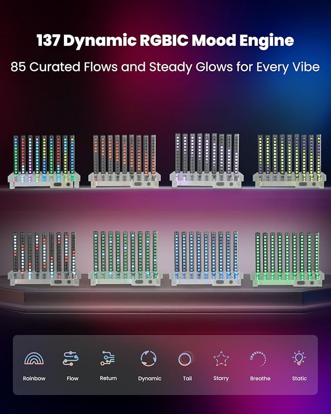 Nobiggie 9-Tube RGB Ambient Lighting Lamp, Artistic LED Mood Light