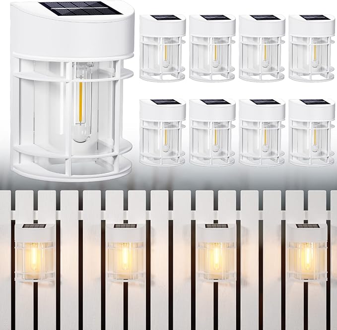 Solar Fence Lights, 8 Pack Deck Light Solar Powered, Waterproof Solar Outdoor
