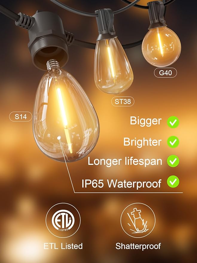 Svater Outdoor String Lights 100 FT, Patio